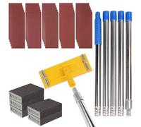 Qivine Ponceuse Murale Manuelle, Support de Papier de Verre Pivotant à 360° avec Tige Extension de 2m & 2 Cale a Poncer & 25 Papier Poncage, Outil de Ponçage pour Cloison Sèche pour Nettoyage de Mur