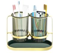 Qivine Porte Brosse à Dents, Support Brosse a Dent Amovible avec Trou de Vidange, Gobelet Salle de Bain, Accessoires de Salle de Bain, pour Dentifrice, Vaisselle et Brosses Cosmétiques