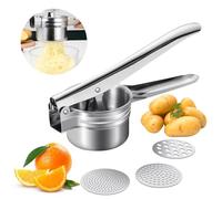 Qivine Presse Puree Manuel, Ecrase Pomme de Terre avec 3 Disques Interchangeables, Presse Purée Manuel en Acier Inoxydable, pour Fruits Légumes Aliments pour Bébés