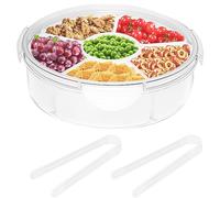 Qivine Snack Box Compartiment, Boite Plastique Alimentaire avec 6 Compartiments, Plateau Aperitif Transparente avec Couvercle, Plateau pour Noix Fruits Séchés Snacks Friandises Biscuit