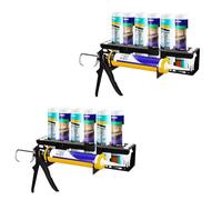 Qivine Support Mural Cartouche Silicone, Support de Rangement pour Aerosol avec 6 Trous, Organisateur de Stockage pour Tube de Calfeutrage pour Garage, L'atelier, Maison 41x8.5x8.5cm (2PCS)