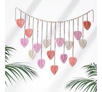 Qivine Tenture Murale en Macramé Macrame Mural Fait Main Feuille Avec des Perles en Bois Decoration Murale Bohème, pour le Salon, la Chambre, le Mariage, 120 * 75CM