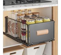 Qivine Tiroir Coulissant Cuisine Pliable, Extensible 40-65,5cm Rangement Placard Cuisine avec Base Antidérapante et Poignée, Adhesif Organiseurs de Tiroirs pour Armoires