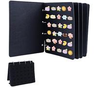 Qivine Vitrine à Épingles en Feutre, 26 * 21.3 * 3cm Badge Vitrine avec 4 Trous de Corde et 8 Classeur à Feuilles Mobiles, Peut Contenir Jusqu'à 180 Broches, pour Broches, Bijoux, Bannière (Noir)