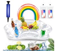 Qivra 4pcs Porte Gobelet Flottant Set, 90 * 55cm Bouee Porte Verre pour Piscine, Porte-Gobelets Gonflable Piscine pour Baignade Fêtes de Plage Eté