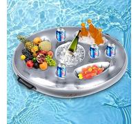 Qivra Porte Gobelet Gonflable, 70 * 50cm Bar Flottant pour Piscine, Porte Gobelet Piscine, Support Gonflable de Boisson pour Party/Piscin/Fête/Plage