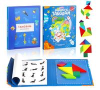 Qivra Tangram Magnétique Enfant, Coloré Tangram Montessori Blocs Set, Bleu Jeu éducatif 3D Tangram magnétique pour Enfants pour Garçons et Filles
