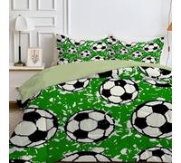 Qiwagu Couette 200x200 Imprimée Sports Football, Couette 2 Personnes pour Lit 140x190 160x200, Couette Vert Réversible sans Housse, Chaud Garnissage 200GSM, Couette 4 Saisons avec 2 Taies d'oreiller