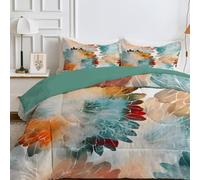 Qiwagu Couette 200x220 Fleurs Bleues, Couette Imprimée 2 Personnes, Couette Blanc Réversible sans Housse, Lavable en Machine, Couette 4 Saisons Légère Chaud avec 2 Taies d'oreiller, B206