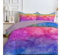 Qiwagu Couette 220x240 4 Saisons Couleur, Couette Imprimée Abstrait pour lit 2 Personnes, Couette Réversible sans Housse, Lavable en Machine, Couette Légère 200GSM avec 2 Taies d'oreiller