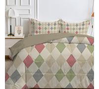 Qiwagu Couette 4 Saisons 240x260 cm Gris, Couette Imprimée Plaid Coloré pour lit 2 Personnes, Couette Réversible sans Housse, Lavable en Machine, Couette Légère 200GSM avec 2 Taies d'oreiller