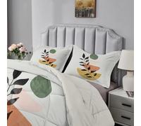 Qiwagu Couette Imprimée Bohême, Couette 220x240 pour 2 Personnes, Couette 4 Saisons 200GSM Legere et Chaude, Couette Menthe Verte Réversible Lavable avec 2 Taies d'oreiller