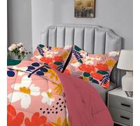 Qiwagu Couette Imprimée Fleurs ColoréEs, Couette 140x200 pour 1 Personne, Couette 4 Saisons 200GSM Legere et Chaude, Couette Rose Réversible Lavable avec 1 Taie d'oreiller, A260