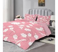 Qiwagu Couette Imprimée Fleurs, Couette 220x240 pour 2 Personnes, Couette 4 Saisons 200GSM Legere et Chaude, Couette Rose Réversible Lavable avec 2 Taies d'oreiller, A1048