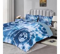 Qiwagu Couette Imprimée Rayure Abstraite, Couette 220x240 pour 2 Personnes, Couette 4 Saisons 200GSM Legere et Chaude, Couette Bleu Réversible Lavable avec 2 Taies d'oreiller, A1236