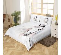 Qiwagu Housse de Couette 160x200 Faune Sauvage, Parure de Lit 1 Personne Cheval Blanc en Microfibre avec Fermeture Éclair, Set de Housse de Couette avec 2 Taies d'oreiller 65x65 cm, DT8