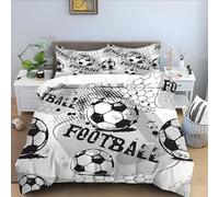 Qiwagu Housse de Couette 200x200 GarçOn Sportif, Parure de Lit 2 Personnes Football avec 2 Taies d'oreiller 65x65 cm, Z31