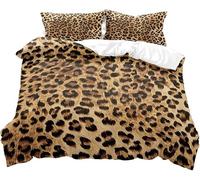 Qiwagu Housse de Couette 200x220 Léopard, Parure de Lit 2 Personnes, Housse Couette Imprimée Animaux d'Afrique, Ensemble de Literie Ultra Doux avec 2 Taies d'oreiller 65x65 cm, DT73