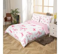 Qiwagu Housse de Couette 240x260 Motif Nœud, Parure de Lit 2 Personnes Noeud Papillon en Microfibre avec Fermeture Éclair, Set de Housse de Couette avec 2 Taies d'oreiller 65x65 cm, DT62