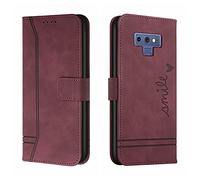 QIWEIQING Compatible avec Coque pour Samsung Galaxy Note 9, Housse en Cuir Samsung Galaxy Note 9, Étui Téléphone Samsung Note 9 Magnétique Etui Housse pour Galaxy Note 9. Red Wine HX