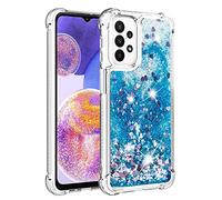 QIWEIQING Compatible avec Samsung Galaxy S23 Plus Glitter Coque, Girls Glitter Etui, Sequin Liquid Clear Caricature Protection Silicone Housse de Protection pour Galaxy S23 Plus.Blue YBL