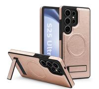 QIWEIQING Coque Anneau Rotatif à 180 Degrés pour Samsung Galaxy S22 Ultra Compatible avec MagSafe, Housse Étui Fine Antichoc avec Magnétique Support Porte-Anneau pour Samsung S22 Ultra. Or Rose WDZ