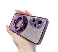 QIWEIQING Coque Compatible avec Honor 400 5G pour Filles Femmes, Brillant Paillette Housse Caméra Protection Rotation Bague Béquille TPU Souple Etui pour Honor 400 5G. Purple DS