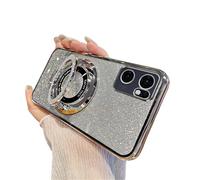 QIWEIQING Coque Compatible avec Oppo Find X5 Lite, Brillant Dégradées Paillette Design Housse Rotation Bague Béquille Silicone TPU Souple Protection Etui pour Oppo Reno 7 5G. Silver DS