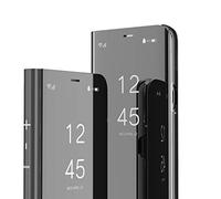 QIWEIQING Coque Compatible avec Samsung Galaxy A57 5G Etui Bookstyle Miroir Cause Makeup Smart View Stand Protecteur Housse Etui à Rabat Coque pour Samsung Galaxy A57 5G Mirror Black QH