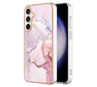 QIWEIQING Coque Compatible avec Samsung Galaxy S25 Plus Marbre Coque, Silicone Paillette Antichoc Flexible Housse de Protection en TPU Marbre Motif Étui pour Galaxy S25 Plus Case.Rose Gold YBD