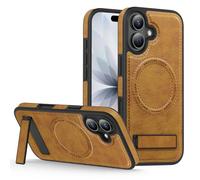 QIWEIQING Coque en Cuir avec Support pour iPhone 17 6.3", Étui en Cuir Magnétique Compatible avec MagSafe, Housse Fin Classique et Élégant Coque pour iPhone 17 6.3".Marron WDZ