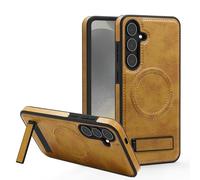QIWEIQING Coque en Cuir avec Support pour Samsung Galaxy S26, Étui en Cuir Magnétique Compatible avec MagSafe, Housse Fin Classique et Élégant Coque pour Samsung Galaxy S26.Marron WDZ