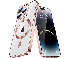 QIWEIQING Coque Magnétique Stand pour iPhone XR Compatibilité MagSafe avec Support Invisible PC + TPU Transparente Housse Arrière Coque pour iPhone XR. Rose Gold YIX