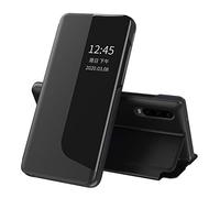QIWEIQING Coque pour Huawei P30 Pro, Prime Étui Housse à Cuir PU Rabat avec Clear Afficher Fenêtre, Flip Smart View Case Cover avec Support Pliable avec Huawei P30 Pro. Black QH3