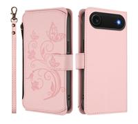 QIWEIQING Coque pour iPhone 17 Air 6.5", Housse PU Flip Cuir Portefeuille Etui avec Stand Support et Carte Slot, Motif 3D Téléphone Case Protection Cover pour iPhone 17 Air 6.5". Rosa DLH