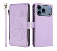 QIWEIQING Coque pour iPhone 17 Pro 6.3", Coque Cuir PU Portefeuille à Aimant Colourful Design Étui Rabat Portefeuille Créatif Peint Étui pour iPhone 17 Pro 6.3" .Violet DLH