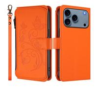 QIWEIQING Coque pour iPhone 17 Pro Max 6.9", Housse Etui Portefeuille Bookstyle Étui de Protection Housse en PU Cuir avec TPU Silicone Souple Coque Phone Case pour iPhone 17 Pro Max 6.9" .Orange DLH