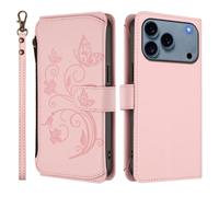 QIWEIQING Coque pour iPhone 17 Pro Max 6.9", Housse PU Flip Cuir Portefeuille Etui avec Stand Support et Carte Slot, Motif 3D Téléphone Case Protection Cover pour iPhone 17 Pro Max 6.9". Rosa DLH