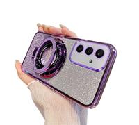 QIWEIQING Coque pour Samsung Galaxy A22 4G Magnetique [Compatible avec Mag-Safe], Paillettes Housse Glitter, Protection Camera Fine Antichoc Souple Silicone Etui pour Galaxy A22 4G. Purple DS