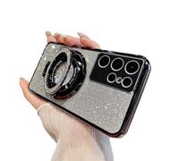 QIWEIQING Coque pour Samsung Galaxy S24 Ultra Glitter Etui, Compatible avec Mag-Safe, Glitter Coque de Protection Caméra Magnétique Antichoc en Souple Housse pour Galaxy S24 Ultra. Black DS