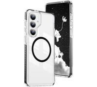 QIWEIQING Coque pour Samsung Galaxy S25, Compatible avec MagSafe, Anti-Jaunissement Clair Magnétique Étui de Téléphone Transparent Anti-Rayures Housse pour Samsung Galaxy S25. Noir CT