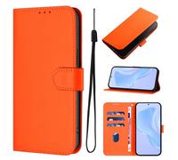 QIWEIQING Étui portefeuille à rabat pour Xiaomi Redmi 15C, résistant aux chocs, en similicuir PU, motif roses en relief, fermeture aimantée avec béquille et porte-cartes pour Xiaomi Redmi 15C. Orange