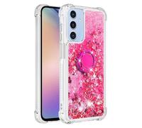 QIWEIQING Glitter Case pour Samsung Galaxy A25 5G Étui, Sparkle Amour Paillette Floating Quicksands Housse Compatible avec Chargement sans Fil Protective Coque pour Galaxy A25 5G.Pink YBH