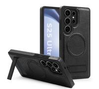 QIWEIQING Magnétique Coque pour Samsung Galaxy S22 Ultra Compatible avec MagSafe, Étui de Protection avec Anneau Support Intégré Housse Dos Antichoc Coque Aimantée pour Samsung S22 Ultra. Noir WDZ