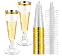 QIWEIS Flute Champagne Reutilisable, 20 Pièces 150ml Reutilisable Transparent Champagne Verres À Champagne En Élégantes Reutilisable Pour Fêtes De Douche D'anniversaire Mariage Jardin