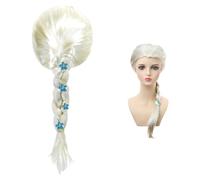 QIWEIS Perruque pour Reine des Neiges Perruque De Princesse Elsa Perruque Elsa Raiponce Enfant Fille Princesse Perruque Perruque Cosplay Carnaval Halloween Perruque Elsa pour Enfant