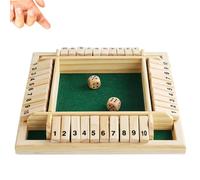 QIWEIS Shut The Box 4 Joueurs Shut The Box Jeu de Dés en Bois Jeu de dés mathématiques Traditionnels Shut The Box Jeu de Table en Bois pour 2 et 4 Joueurs Jeu de Dés Jeux de mathématiques