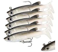 Qiwenr 5 PCS Leurre de Peche Black Bass Kit de Peche a la Truite Materiel de Peche au Brochet Ensemble de Leurres de Pêche,Leurres Souples de Pêche avec T-Tail Shad Leurre Souple de Pêche en Silicone