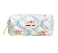 Qiwenr Trousse à Crayons, Trousse Portable à Large Ouverture, Motif Floral Grand Capacité Trousse, pour Bureau, Université, Maquillage, Fleurs, Cadeau Exquis(Bleu)