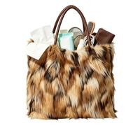 qixeuoa Cabas Pelucheux Sac À Main En Peluche Tendance Vacances Shopping | Pochette Fourrure Hiver Pour Femmes Dames Épouses Mères uses Trajets Bureau Rencontres Fête Concerts Événement